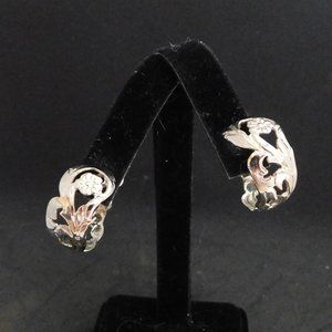 vintage silver tone filigree hoop” clip on “earrings